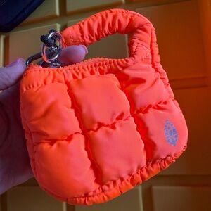 Free People Quilted Micro Pouch electric orange